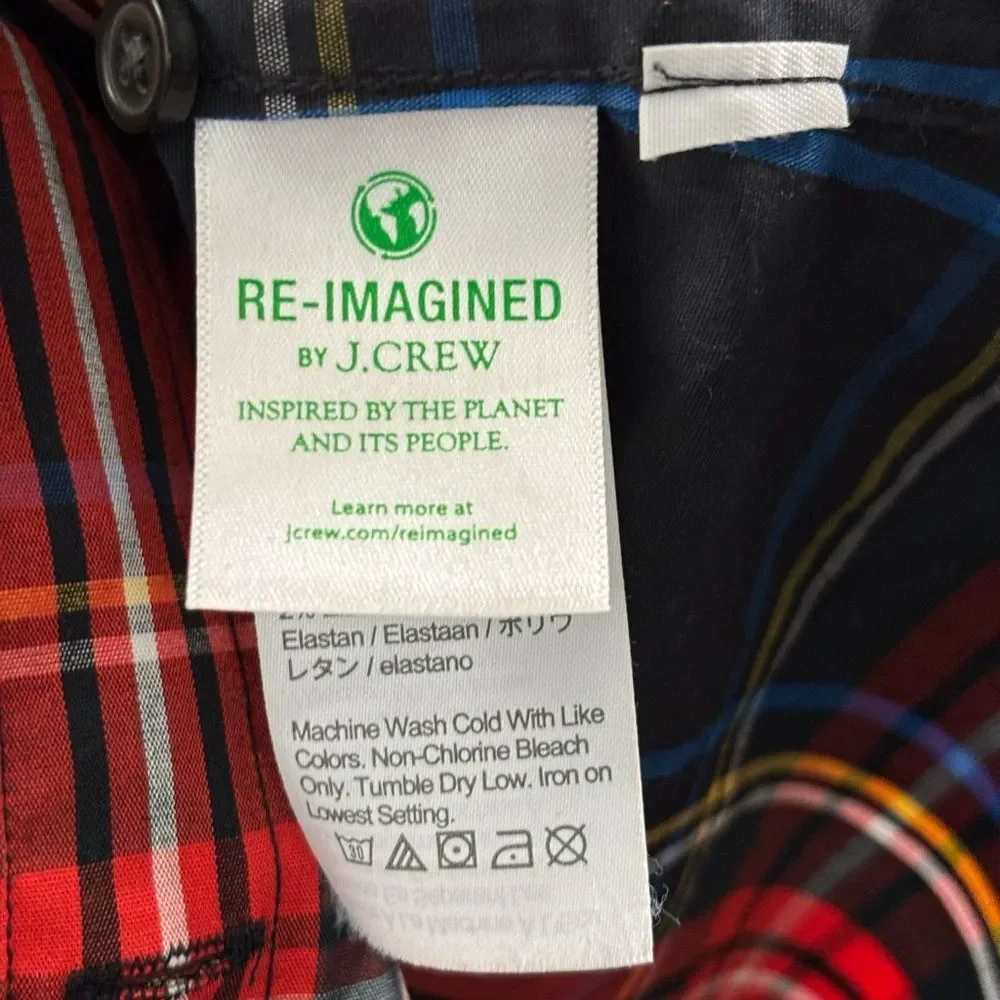 J. Crew Slim-fit stretch cotton poplin shirt in Stewart tartan size 4. Preppy